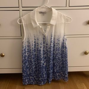 Hobbs Size 6 Blue and White Floral Blouse
